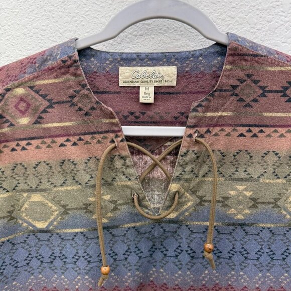 Cabelas Aztec Southwestern Flannel Cotton Pullover Shirt 913214 Womens sz Medium - Picture 2 of 7